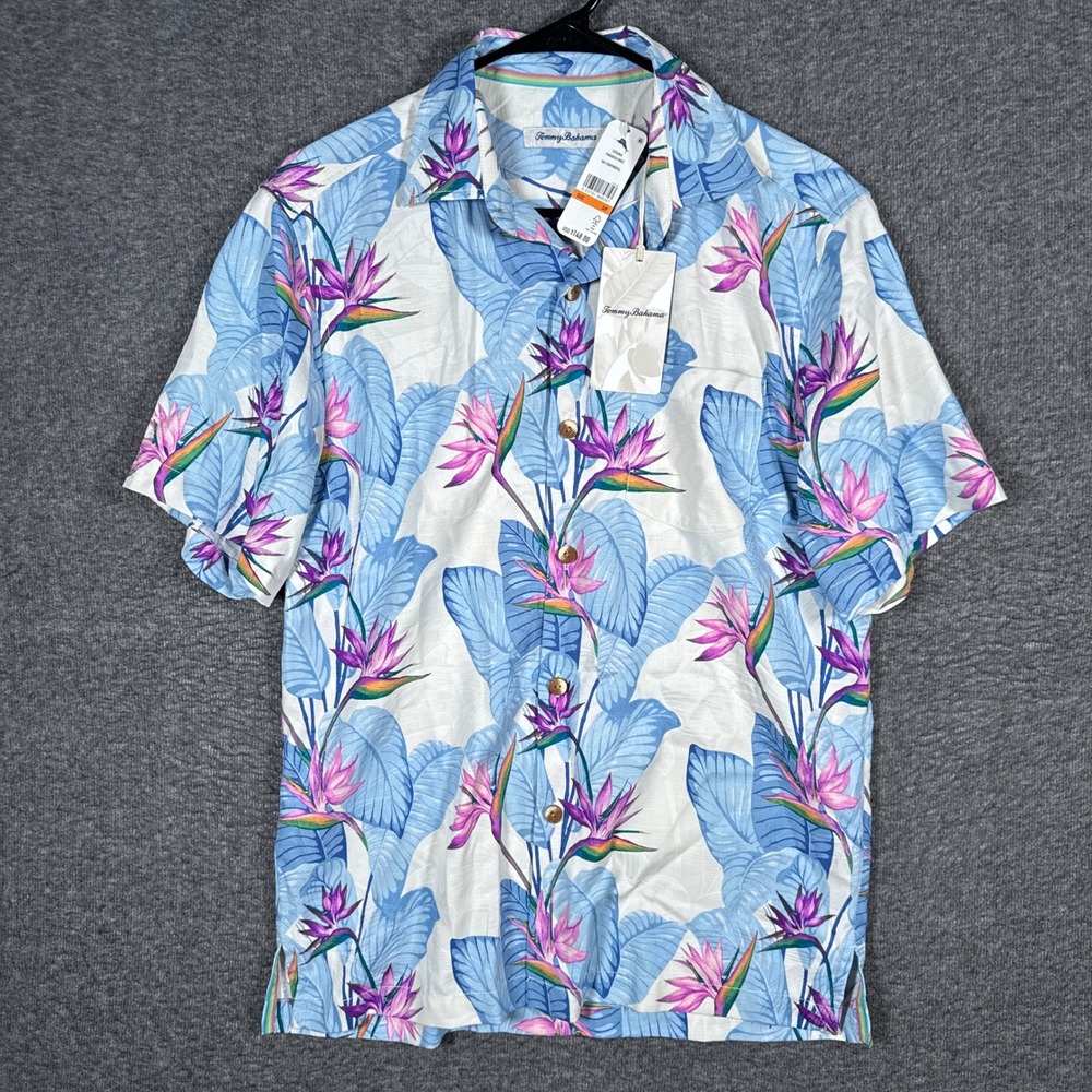 NEW Tommy Bahama Paradiso Vines Shirt Mens Small Silk Blend Floral Camp Hawaiian